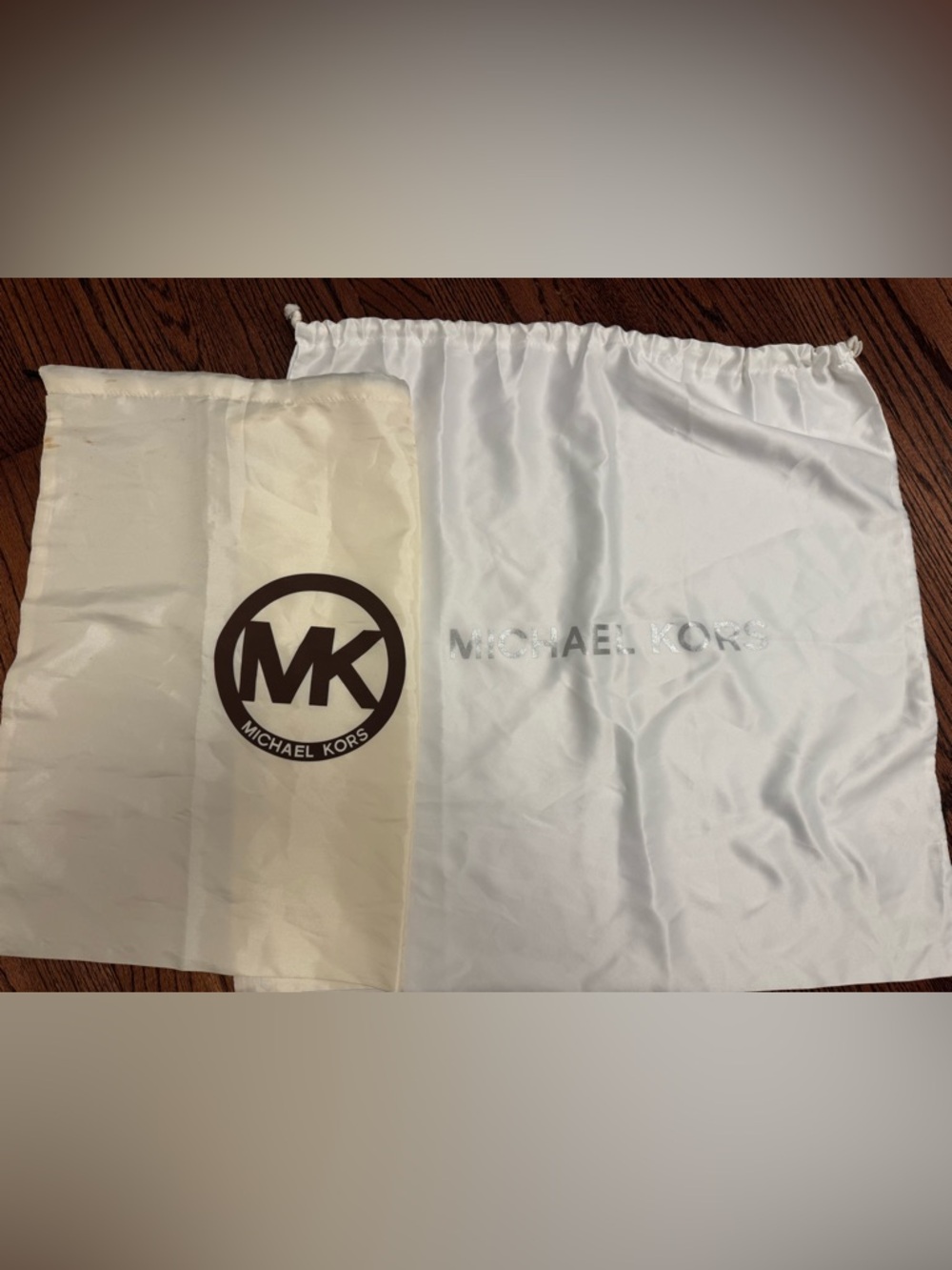 Michael Kors White and Cream Drawstring Dust Bags - Set